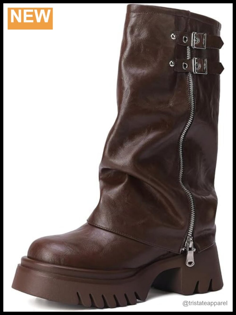 Fold Over Knee High Boots Slouch Wide Calf Trendy Y2K Riding Boots Chunky Heel